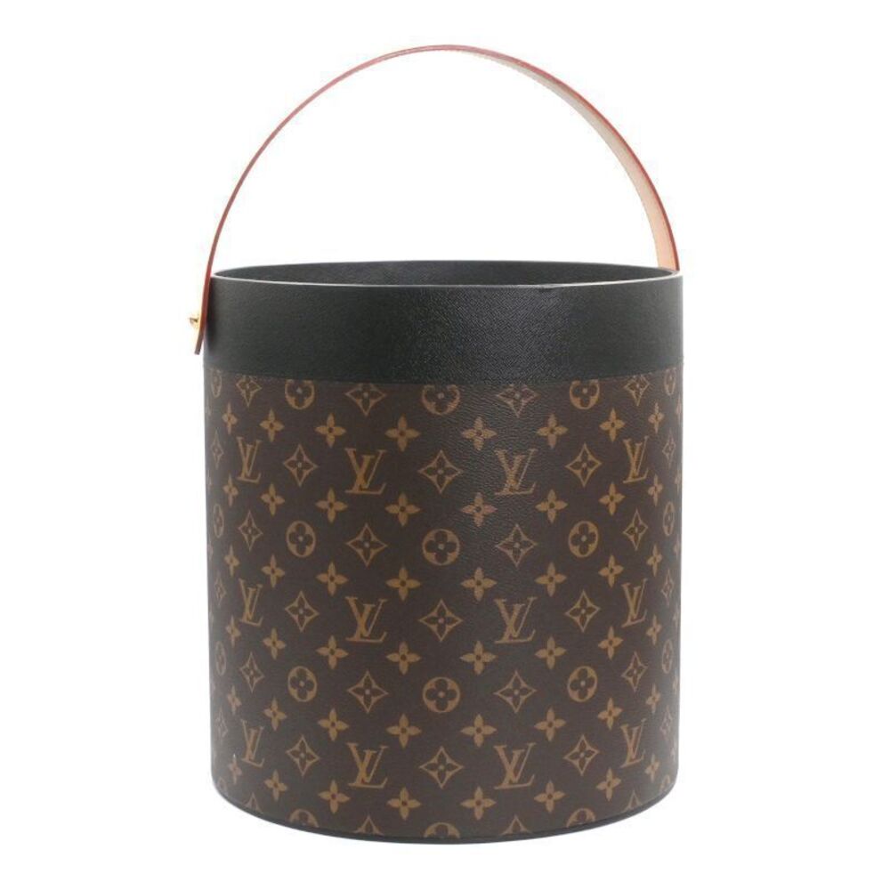 Louis Vuitton Magazine Holder Monogram Canvas Bucket Basket Black Brown